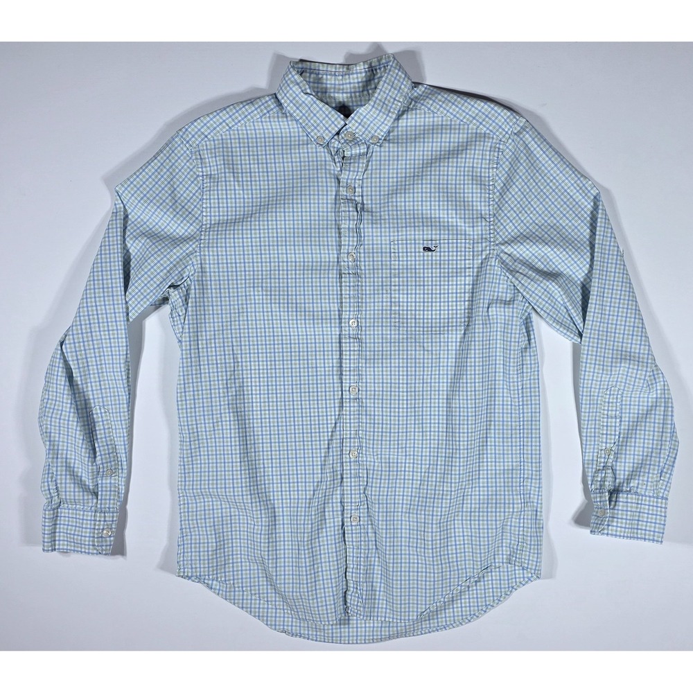 Vineyard Vines Mens Classic Fit Tucker Shirt Blue Green Plaid Button Down Medium